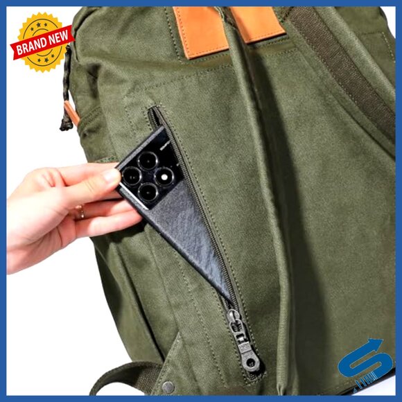 Vintage Canvas Backpack Daypack Casual Outdoor Travel Rucksack Olive main image 5
